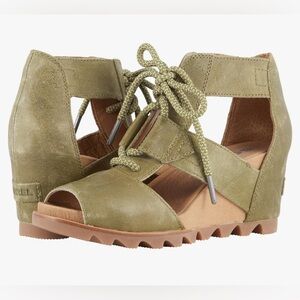 Sorel Joanie Lace Wedge Sandal Green 6.5